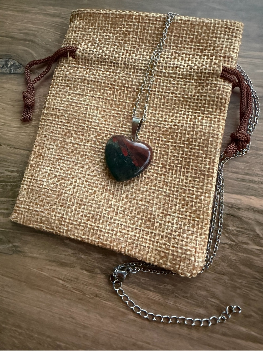 Bloodstone Necklace Bloodstone Pendant Crystal Heart Necklace Crystal Necklaces